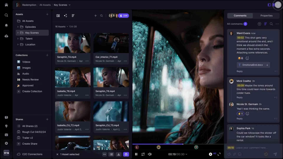 Frame.io video review interface